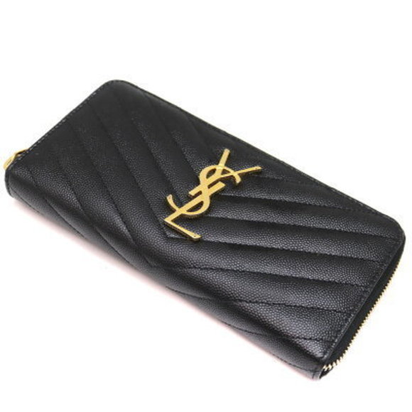SAINT LAURENT Zip Long Wallet Leather Black - Picture 1 of 6